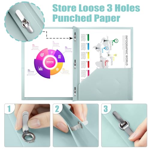 Plastic Folders with Pockets and Prongs (Pastels,12 Pack),Fit Letter Size Paper,Business Card Slot,2-Pocket Folder for School Office or Home,Durable Acid-Free Poly,Back to School Supplies Bulk