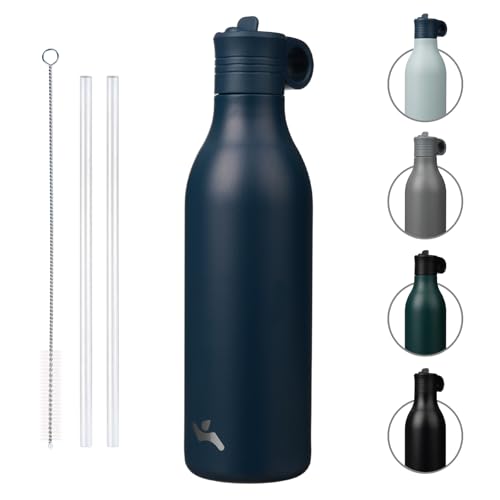 Konokyo 25oz Insulated Travel Water Bottle with Straw, Brilliant Blue | Stainless steel, BPA free, leak proof, double wall, dishwasher safe. Reusable for gym, workouts, and daily use - color: Brilliant Blue, size: 25 Ounces