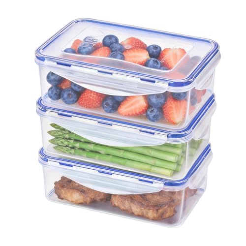 KIGI Food Storage Containers, 4 Sided Locking Lids, Airtight, Leak-Proof & Stackable, Ideal for Meal Prep, Lunch & Leftovers, Microwave & Dishwasher Safe, BPA-Free Plastic, 38 oz, 4.8 Cup, 6 Piece Set - size: 4.8 cup (6-Piece)