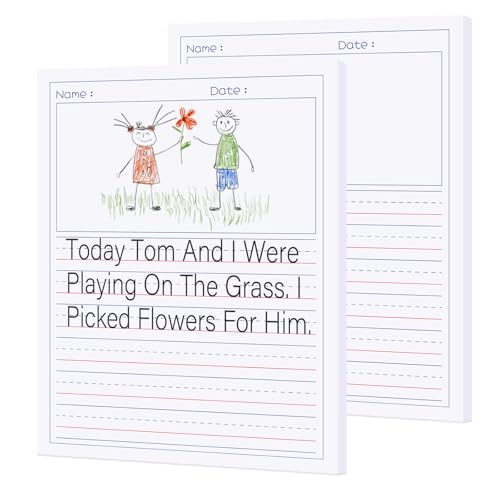 zmybcpack 2 Pack Write Beginner Paper for Kids, 8.5"x11" Story Writing Paper for Kids to Write Story, Primary Composition Notepad(100 Sheets Each, Double-Sided Printing) - size: 8.5x11"(Draw and writing)