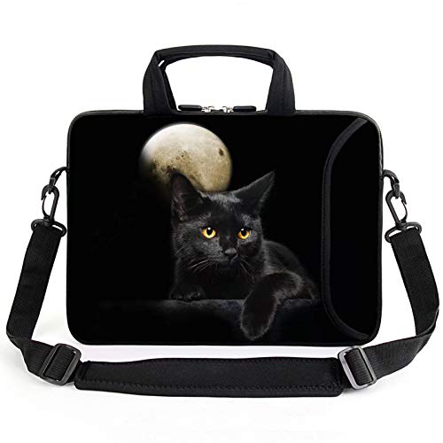 AMARY 13" 13.3" laptop sleeve chromebook case adjustable shoulder strap with handle accessory pocket (Cat) - color: Cat