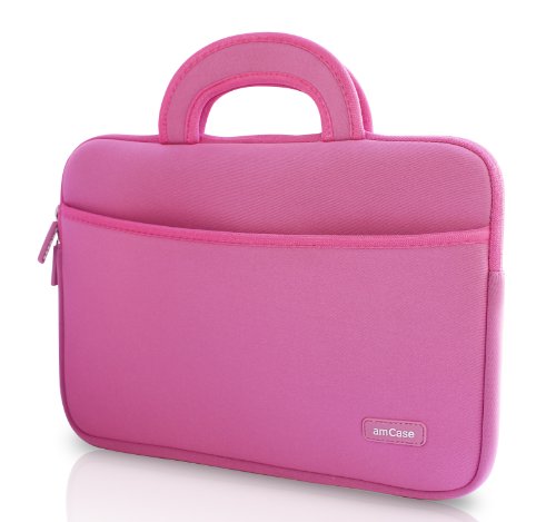 amCase Chromebook Case-11.6 to 12 inch Neoprene Sleeve with Handle-Pink | Travel laptop bag - color: Pink, size: 11.6 to 12 inch