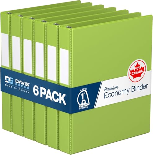 Premium Economy 6-Pack 3-Ring Binders for School or Office, Round-Ring Binders, 1 Inch, Green - color: Lime Green, size: 1 Inch