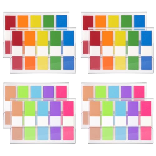 KICNIC Sticky Tabs 1000 Pcs (1.77 * 0.47 in),Fluorescent Pop Up Book Tabs, Adhesive Index Tabs for Annotating Books, Page Marker Flags, Reusable for School, Binder, Office, 8 Dispensers (10 Colors) - color: 1size, size: 1000pcs