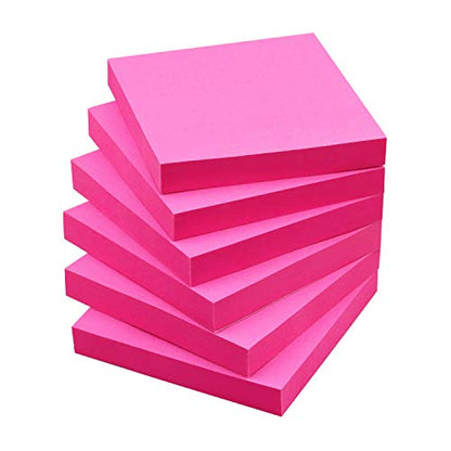 Sticky Notes 3x3 Self-Stick Notes Pads with 6 Bright Colors, Easy to Post for Office, Shool, Home, 6 Pads/Pack, 100 Sheets/Pad (Red) - color: Red