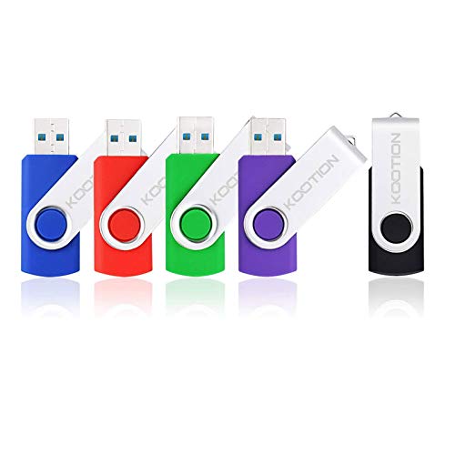 KOOTION 5 Pack 32GB USB 3.0 Flash Drives Swivel USB Stick Thumb Drives with High-Speed Transfer(Colors: Black, Blue, Green, Purple, Red) - color: Blue, Red, Green, Purple, Black, size: 32GB 3.0