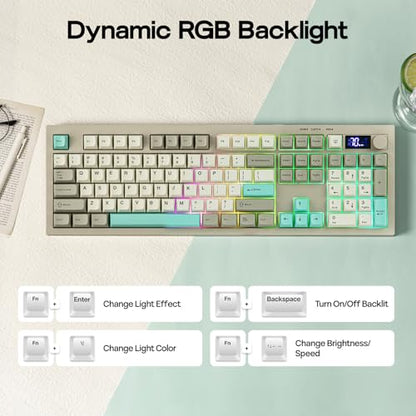 EPOMAKER Aula S102 PRO Membrane Gaming Keyboard w/TFT Screen & Volume Knob | Silent Keyboard w/ Number Pad for PC Game/Office, BT/2.4G/USB, RGB Backlit, Creamy Silicone Structure (Grey) - color: Grey