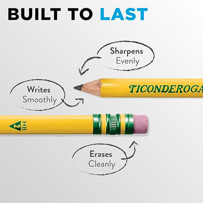 Dixon Ticonderoga Ticonderoga Wooden Pencil, 0.7mm, #2 Soft Lead, 8/Pack (13852) (X13852)(Pack of 8) - size: 1 Count (Pack of 8)