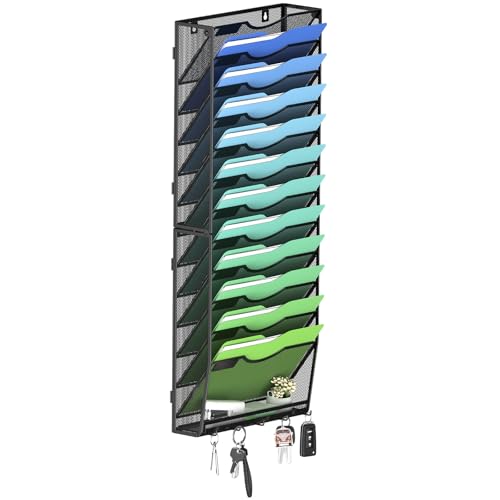Kuntine.B Wall File Organizer Office Hanging Magazine Holder Wall File Organizer for Office Home - color: Black, size: 13 Tier & Key Holders