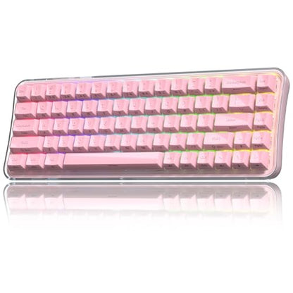 Womier Q61 PRO Wireless Keyboard with RGB Backlighting, 60% Mechanical Gaming Keyboard, Hot-Swappable Creamy Keyboard for PC, BT 5.0/2.4GHz/USB C, ASA Profile, Side-Engraved PC+ABS Keycaps - Pink - color: Pink