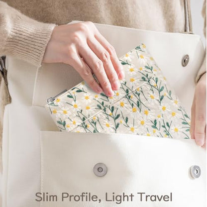 Dadanism 9-11 Inch Embroidered Daisy Padded Carrying Case Protective Tablet Sleeve for iPad A16 11th Gen 11"/10th Gen 10.9", iPad Air 11"/Pro 11"/Air 5th 4th 10.9", Galaxy Tab A11+ Plus 11", Beige - color: Beige