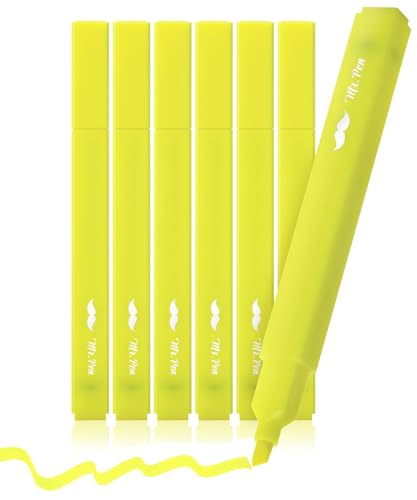 Mr. Pen- Yellow Aesthetic Bible Highlighters No Bleed Through, 6 pcs | Chisel Tip, Cute Highlighter for Journaling Supplies and School Accessories, Bible Highlighters and Pens No Bleed - size: 6 Pack