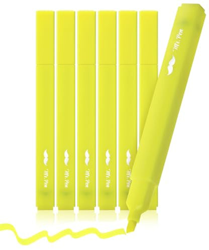 Mr. Pen- Yellow Aesthetic Bible Highlighters No Bleed Through, 6 pcs | Chisel Tip, Cute Highlighter for Journaling Supplies and School Accessories, Bible Highlighters and Pens No Bleed - size: 6 Pack
