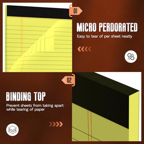Yellow Legal Pads 8.5 x 11 Note Pads, 3 Pack Yellow Notepads 8.5 x 11 Wide Ruled Writing Paper Pads, Perforated Legal Note Pads 30 Sheets Per Lined Paper Notepad for Taking Notes, Reminders - color: Yellow