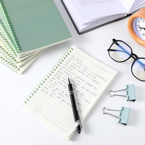 MotiMind 6 Pcs Aesthetic Spiral Notebooks Sage Green School Supplies for Work A5 College Ruled Spiral Journal Notebook Office Stationery Kit for School Work Note-taking Women Men Writing, 100 Sheets