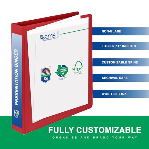 Samsill 1 Inch 3 Ring Binders,Made in USA,Economy Round Ring,Clear View Cover,200 Sheet Capacity - for School,Home,Office - Red,(Pack of 24) - color: Red, size: 24-Pack, style: 1-Inch