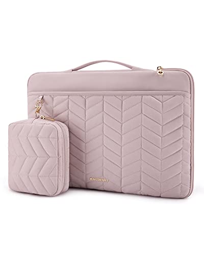 BAGSMART Laptop Case 15-16 inch with Handle, Laptop Bag Sleeve Padded | Equipped Pouch for Charge Cable, Fits MacBook Air/Pro Portable Lightweight Sleeve for Women Easy Carrying - color: Pink, size: 15-16 inch