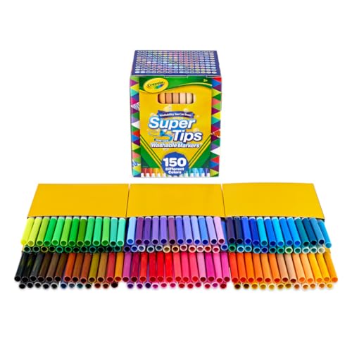 Crayola Super Tips Marker Set (150ct), Teacher Classroom Must Haves, Homeschool Supplies, 2-in-1 Fine Point & Broad Line Markers for Kids, 3+ - size: 150 Count (Pack of 1)
