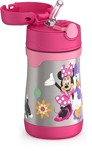 THERMOS Vacuum Insulated Stainless Steel 10oz Straw Bottle, MINNIE MOUSE (Pack of 3) - color: Minnie Mouse, size: 10 Ounces (Pack of 3)