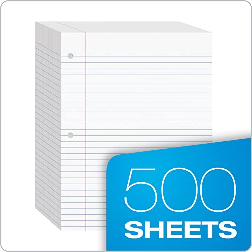 Oxford Filler-Paper, 8 x 10-1/2 Inch Wide Ruled Paper, 3 Hole Punch, Loose Leaf Notebook Paper for 3 Ring Binders, (62330), white (Pack of 2500) - size: Pack of 2500