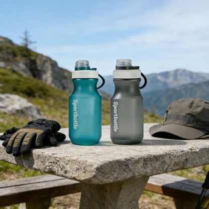 2 PCS Set Plastic Water Bottles, Sports Water Bottles with Leak-Proof Lid, Lightweight Reusable Water Bottles for Running,Gym, School, Travel, BPA Free,Leak Proof (Blue(13oz+20oz) - color: Blue(13oz+20oz）