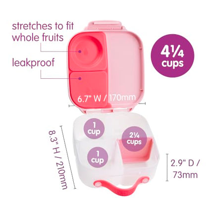 b.box Mini Lunch Box Kids | 4.25 Cup Leak Proof Bento Box for Kids Ages 3+ | 3 Compartment Snack Containers, School Lunch Container, Dishwasher Safe, BPA-Free, PFAS-Free - Flamingo Fizz - color: Flamingo Fizz, size: 1-pack