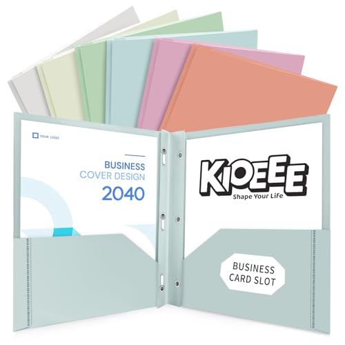 Plastic Folders with Pockets and Prongs (Pastels,6 Pack),Fit Letter Size Paper,Business Card Slot,2-Pocket Folder for School Office or Home,Durable Acid-Free Poly,Back to School Supplies Bulk