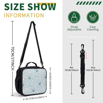Cute Blue Cat Kids Lunch Box for Boys Girls Kawaii Kitten Insulated Lunch Bag Reusable Thermal Lunchbox Leakproof Cooler Tote Bag for School Office Picnic Travel - color: Blue Cat