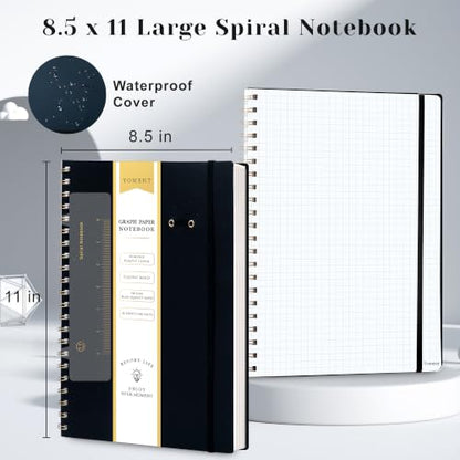Yoment Graph Paper Notebook Spiral Notebook 8.5 x 11 A4 Large Grid Paper Notebooks, 100 GSM Thick Graph Paper, Plastic Cover Graphing Notebook for Work School Engineering, A4 Black - color: Black, style: E - Graph - A4
