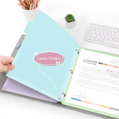 SKYDUE Binder Dividers with Tabs and Pockets – 2 Sets of 10-Pack for 3-Ring Binders, Writable Tabs, Durable & Tear-Resistant, Pink - color: 2 Sets Pink