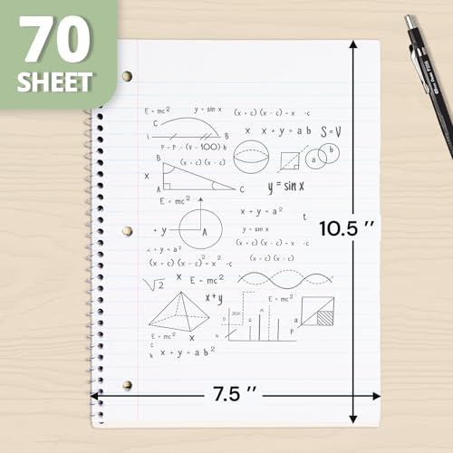 ONAVIA Pink 1 Subject Spiral Notebook Wide Ruled Bulk, 140 Pages | 70 Sheets, 7.5 x 10.5 in, 20 Pack School Notebooks, Wide Ruled Paper, Students, Classroom, Homework - color: Pink