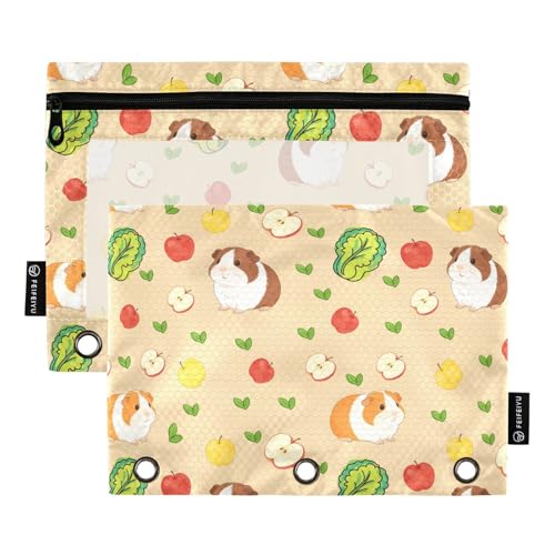 Guinea Pigs Pencil Pouches for 3 Ring Binder, Zipper Binder Pencil Case, 2 Pack Clear Window Case Bag for Office Organizers - color: Guinea Pigs