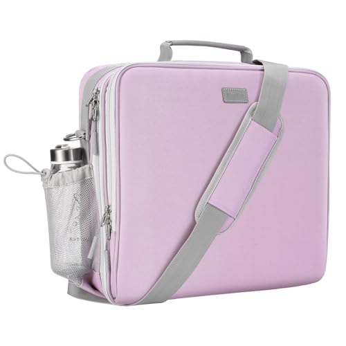 Zipper Binder 3 Inch D-Ring 3 Ring with Water Bottle Holder | Binder with Strap for School/Office, 700 Sheet Capacity-Multiple Pockets, Fit for 13" Tablet/Laptop, Purple - color: Purple