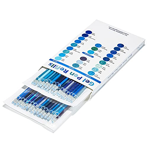 OfficeGoods Gel Pen Refills - 24 Individual Colors - Fits Most Gel Pens - Fast Drying Ink - Perfect for Artists, Adult & Kids Coloring Books, Mandalas, Nature - 2 Pack - Blues - color: Blue