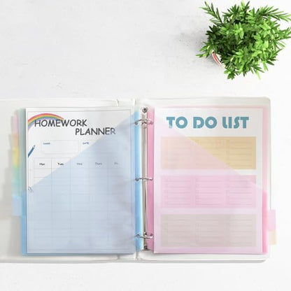 8 Count Binder Dividers with Two Pockets, 8 Tabs Binder Dividers for 3 Ring Binder Letter Size, Durable Plastic Binder Divider with Tabs, Insertable Big Tabs, 1 Set, Pastel - size: 1 Set