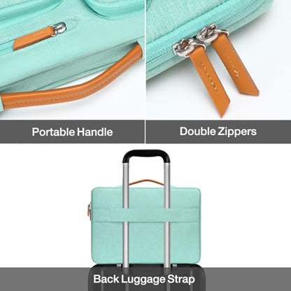 MOSISO 360 Protective Laptop Case 15 inch, 15 inch Laptop Sleeve Compatible with MacBook Air M4 M3 M2 2025 2024 2023, Dell XPS Plus, Side Open Carrying Case with 4 Zipper Pockets&Handle, Aqua Green - color: Aqua Green, size: 15 inch