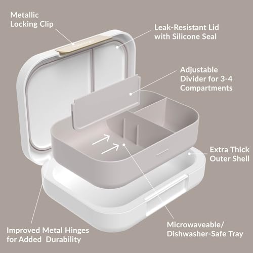Bentgo® Modern - Leak-Resistant Bento Lunch Box For Adults, Teens, & Larger Appetites; Reusable BPA-Free Meal Prep Container with 3 or 4 Compartments, Dishwasher/Microwave Safe; 5 Cups (White) - color: White