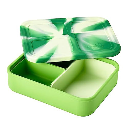 LunchBots Build -a- Bento Lunch Box, Silicone Bento Box for Kids, Multi-Compartment Lunch Container, Oven & Dishwasher Safe, BPA Free, 32 oz - Tie Dye Green - color: Tie Dye Green
