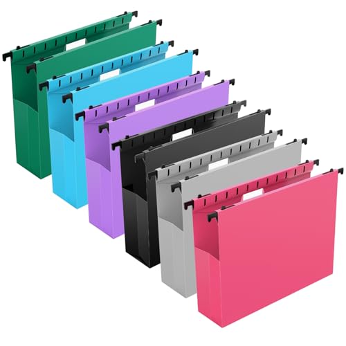 Extra Capacity Plastic Hanging File Folders,12 Pack Reinforced Expanding Hang Folder Letter Size,Accordian Pocket,Heavy Duty 2 Inch Expansion,Hanging Folder Organizer for Office Home,Assorted Colors - color: Assorted Colors