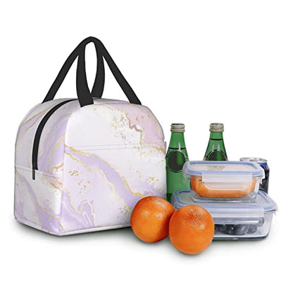 Lunch Bag Pastel Pink Purple Gold Marble Insulated Lunch Box Cooler Tote for Adults Kid Girl Women Work Office School Picnic Beach Reusable Lunchbox Over 3 Years Old - color: B03