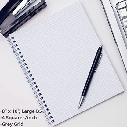 Graph Paper Notebook, Spiral Notebook, Large B5 Graph Notebook Journal, 8" x 10" Grid Graphing Notebooks for Work, School, Math, Lab, Engineering, 24pcs Index Tabs, Assorted Pastel, 4 Squares/Inch - size: 8" x 10", style: Graph 4 sq/in