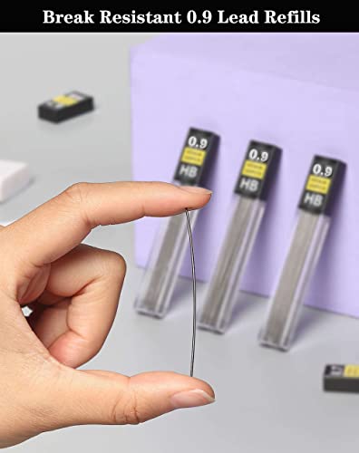 0.9 mm lead refills (680 Pcs), Unbreakable 0.9mm lead pencil refills And 2 Premium Erasers, Long Lasting HB Mechanical Pencil Lead 0.9 Refill For Students & Professionals - style: 0.9 lead refills