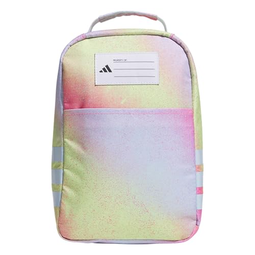 adidas Kids Santiago Lunch Bag for Girls & Boys – Insulated Cooler Lunchbox, 8L - color: 4.0/Spray Gradient Pulse Lime/ Crystal Sky Blue