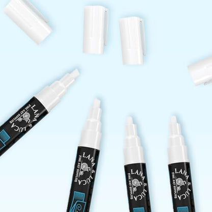 LANA & LUCA Liquid Chalk Marker Pen - White Dry Erase Marker - Chalkboard Markers for Signs, Windows, Blackboard, Glass - Reversible Tip (6mm, 10 Pack) - size: 10 Count (Pack of 1)