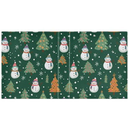 Fustylead Cute Cartoon Xmas Snowmen and Trees 3 Ring Binder, D-Rings 1.5" Hardcover Folder, Fits 200 Sheets of A4 Paper, Durable Clipboard & Clean View with Inside Pockets for School Home Office - size: 12.4x10.63x2.36 Inch-1 Pack