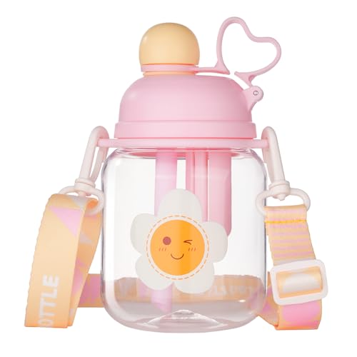 Fijinhom 27 oz Pink Tritan Toddler Water Bottle with Straw, BPA Free, Leak-Proof, Includes Fruit Infuser Strainer, Perfect for School and Sports - color: Pink, size: 1 Count (Pack of 1)