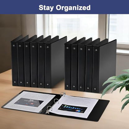 0.5-1-Inch 3-Ring-Binder with Pockets, Basic Binders 1-inch View Round Binders Holds US Letter Size 8.5'' x 11'' - Bundle Packs Perfect for Home, Office, and School (1'' - Black -12 Packs) - size: 1'' - Black -12 Packs