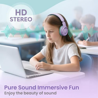 acer Kids Headphones - Over-Ear 85/94dB Volume Limiter, 3.5mm Jack Foldable Stereo Sound Headset for Toddlers Girls Boy Travel Learning Entertainment Tablet Kindle iPad PC Purple Green, HK03 - color: Purple Green