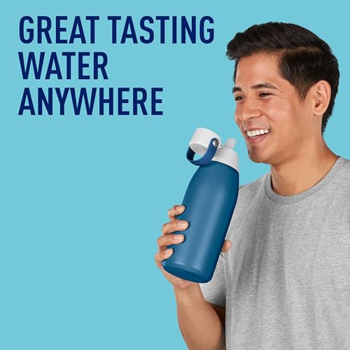 Brita Stainless Steel Premium Filtering Water Bottle, BPA-Free, Reusable, Insulated, Replaces 300 Plastic Water Bottles, Filter Lasts 2 Months or 40 Gallons, Includes 1 Filter, Marina - 32 oz