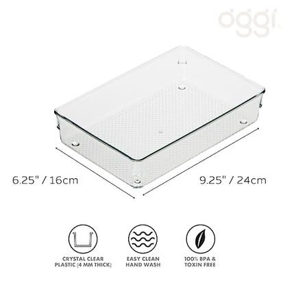 Oggi Clear Drawer Organizer | 6" X 9" | Pack of 2 | For Kitchen & Office | Utensil Storage - size: 6" by 9" (Pack of 2)